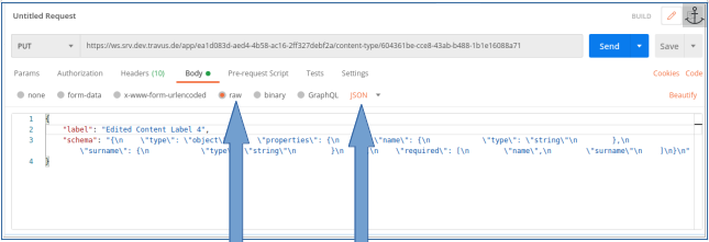 Fill all information in Body tab