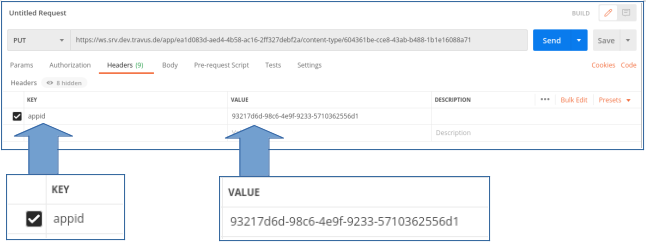 Fill information in the Headers tab