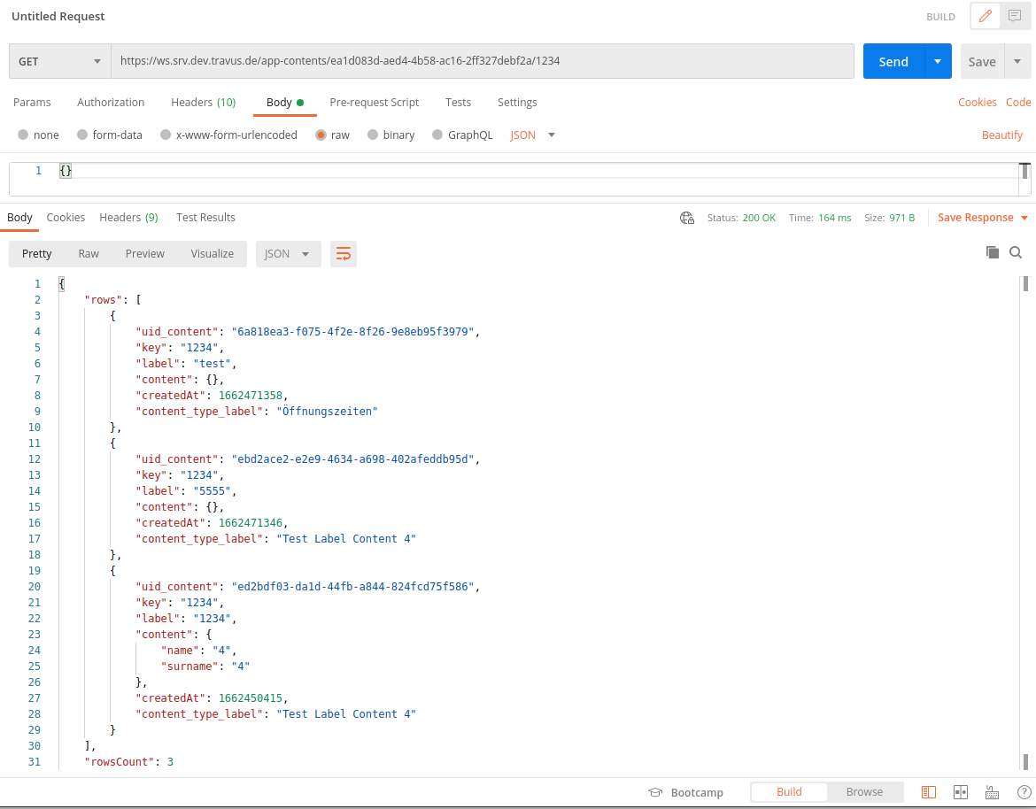 List of all content-types with specific key