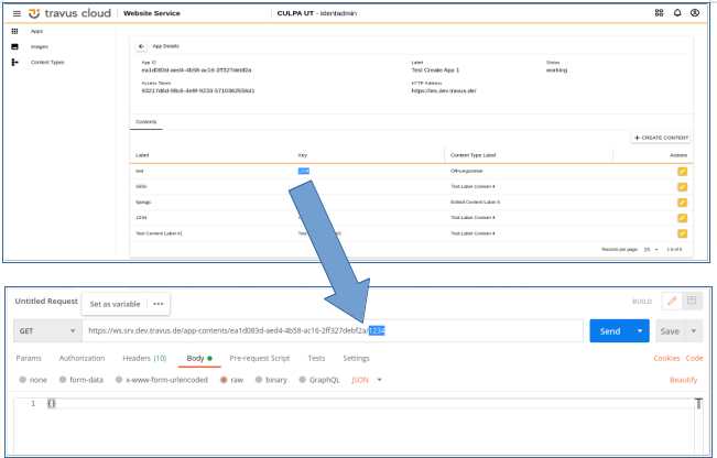 Type Content-type key at the end of request URL